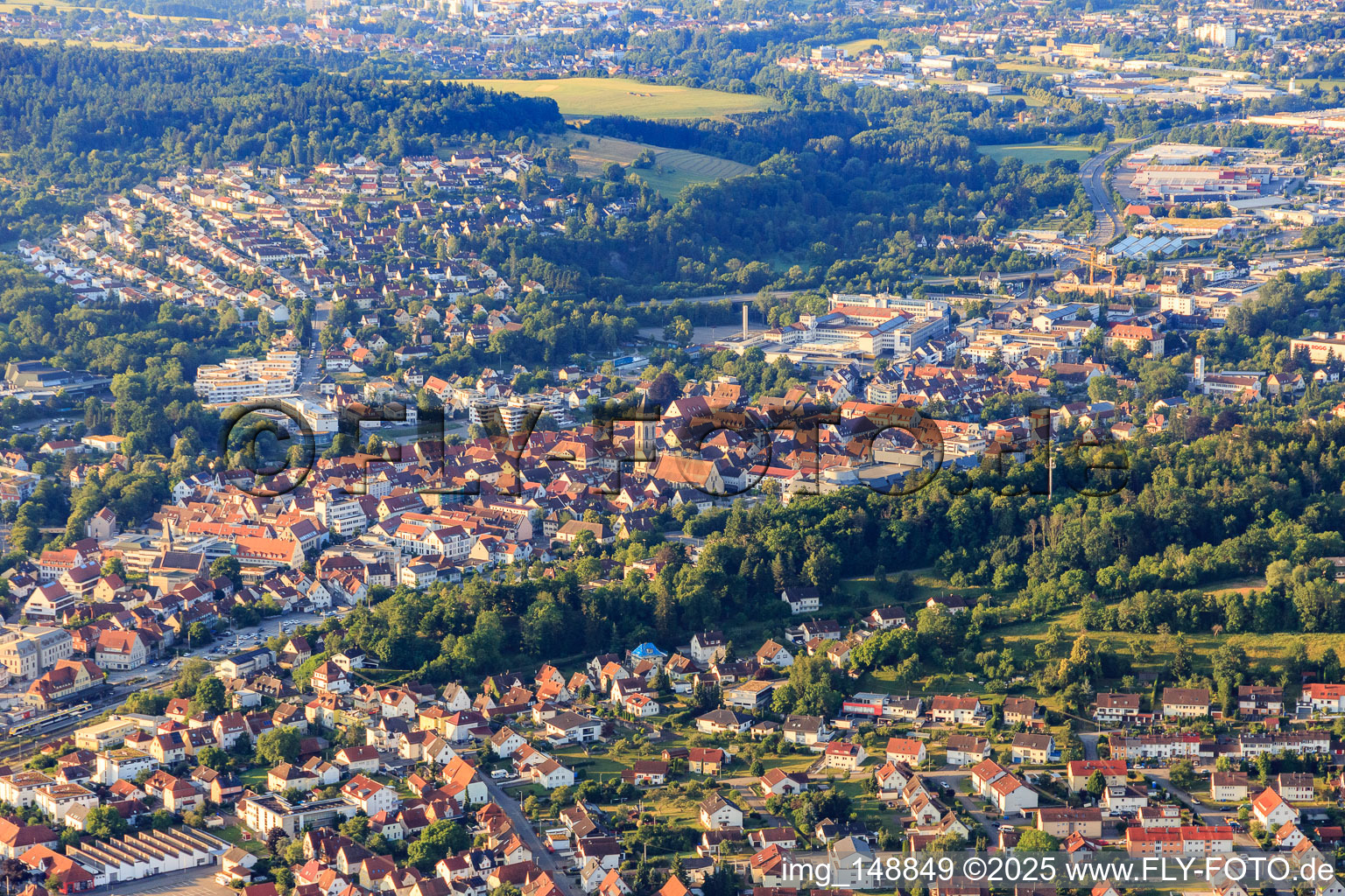 City center from the north in Balingen in the state Baden-Wuerttemberg, Germany