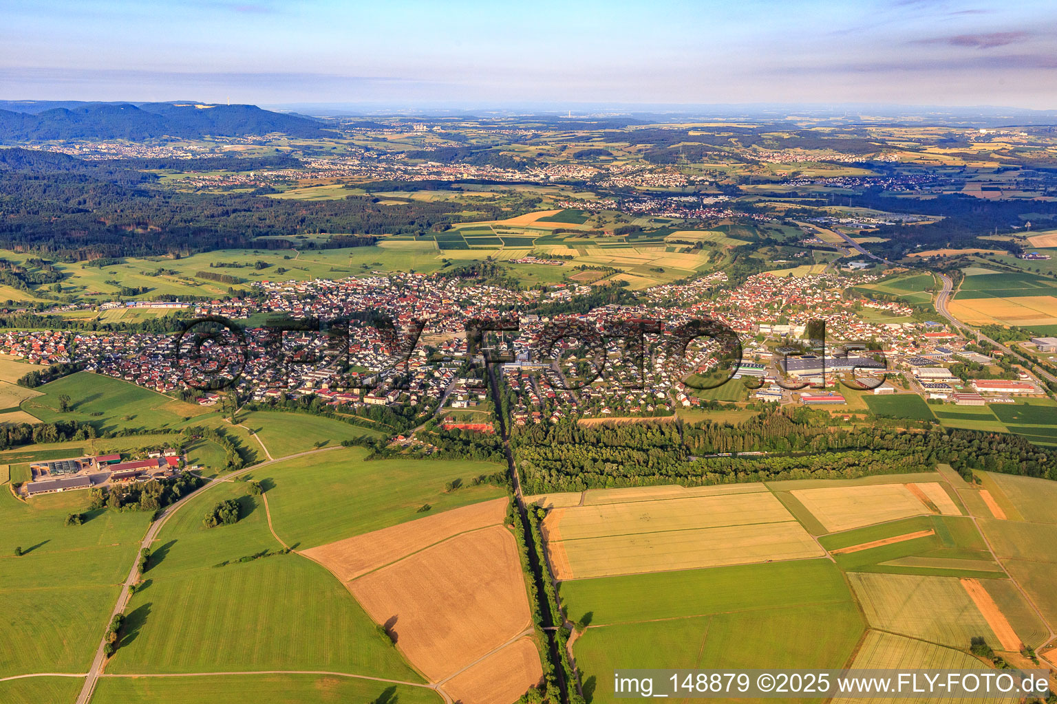 View of the town from the northeast in Bisingen in the state Baden-Wuerttemberg, Germany