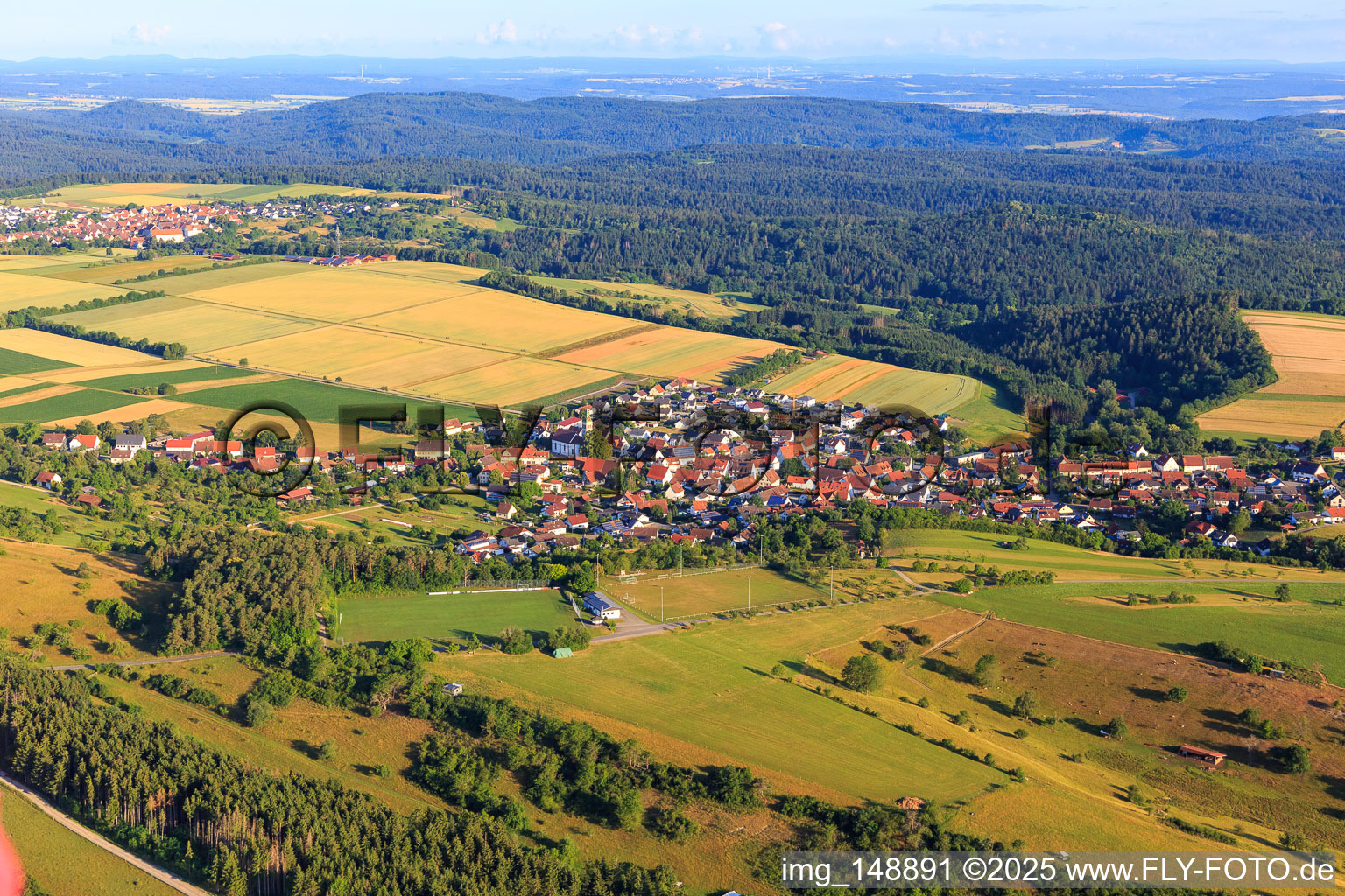 View of the town from the east in the district Erlaheim in Geislingen in the state Baden-Wuerttemberg, Germany