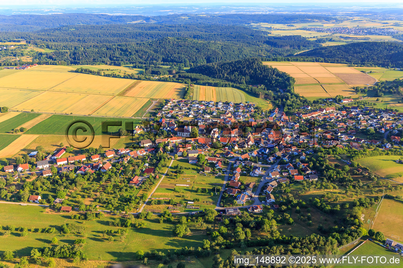 Overview of the town from the south in the district Erlaheim in Geislingen in the state Baden-Wuerttemberg, Germany
