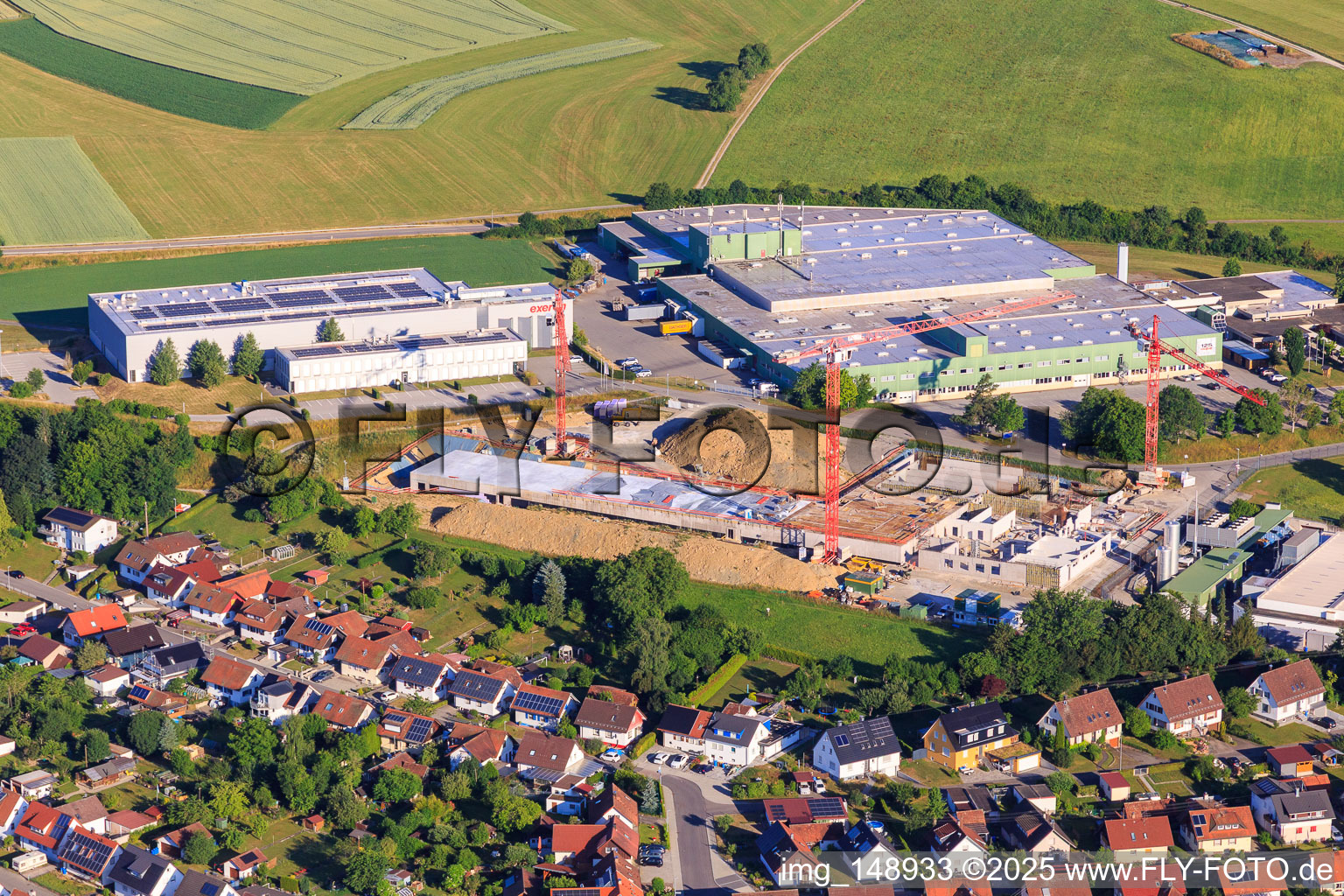 Construction site for new building in Beffendorfer Straße, exeron GmbH and Mafell AG in the district Lindenhof in Oberndorf am Neckar in the state Baden-Wuerttemberg, Germany