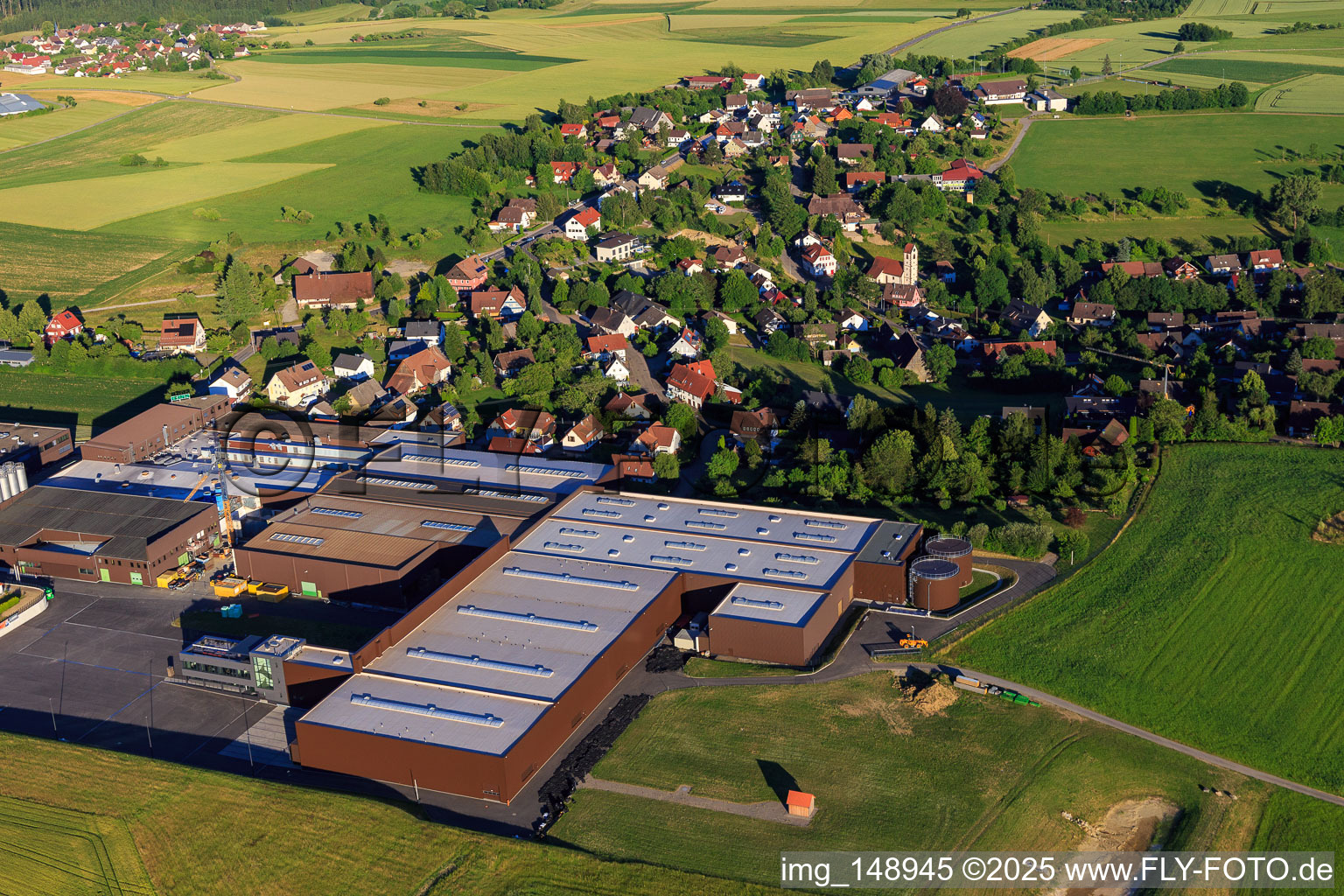 Industrial area Industriestraße with SAIER Verpackungstechnik GmbH & Co. KG and SAIER Group in the district Peterzell in Alpirsbach in the state Baden-Wuerttemberg, Germany