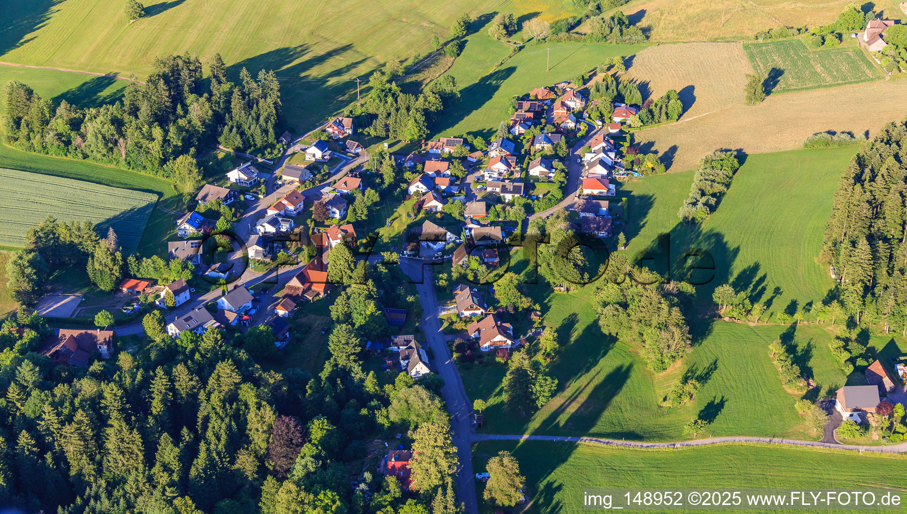 Graben district from the west in the district Peterzell in Alpirsbach in the state Baden-Wuerttemberg, Germany