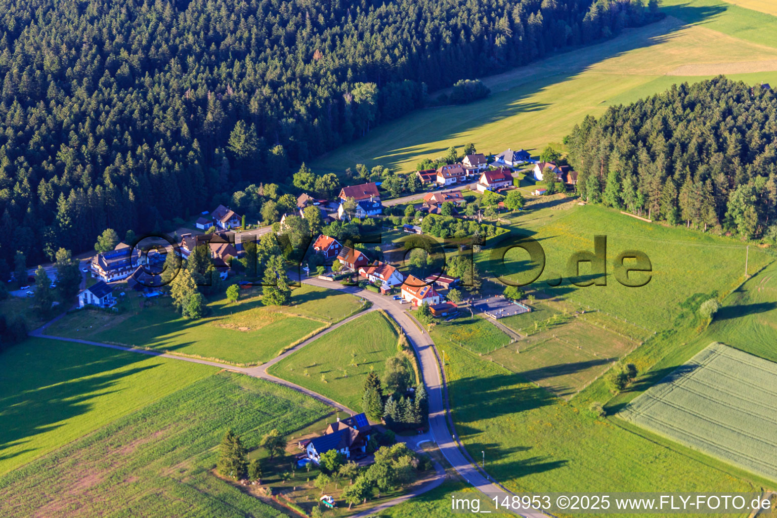 Aischfeld district from the southwest in the district Peterzell in Alpirsbach in the state Baden-Wuerttemberg, Germany