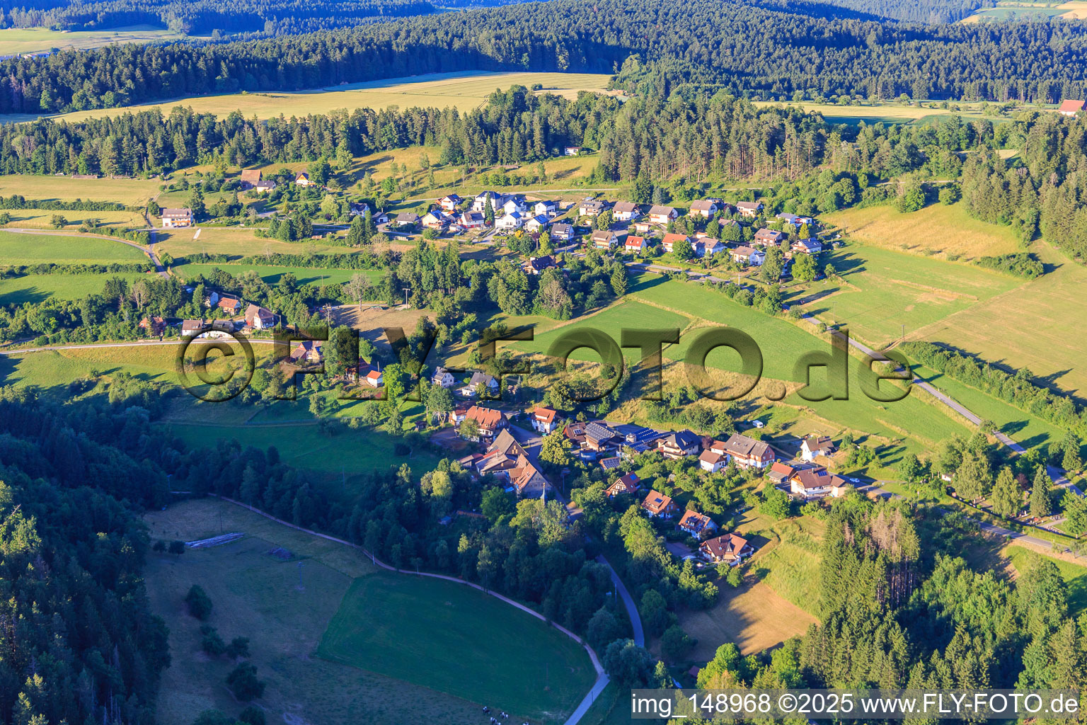 Village view from the west in the district Wälde in Loßburg in the state Baden-Wuerttemberg, Germany