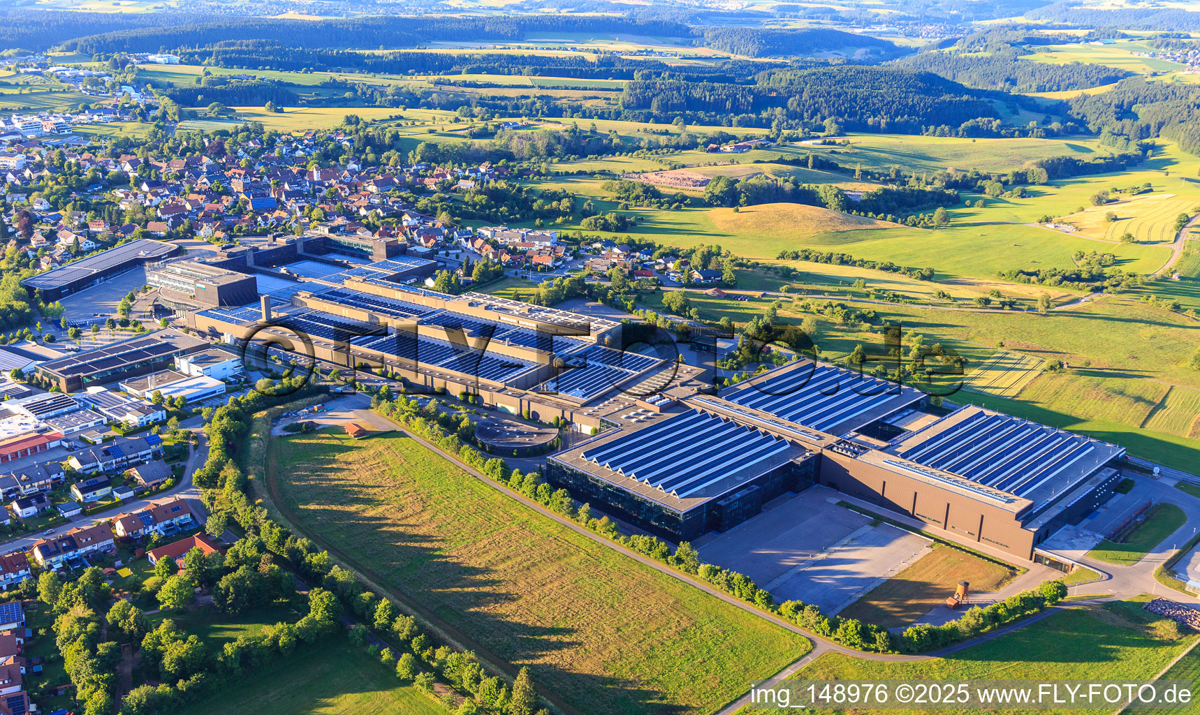 Aerial photograpy of Company premises of ARBURG GmbH + Co KG from the southwest in Loßburg in the state Baden-Wuerttemberg, Germany