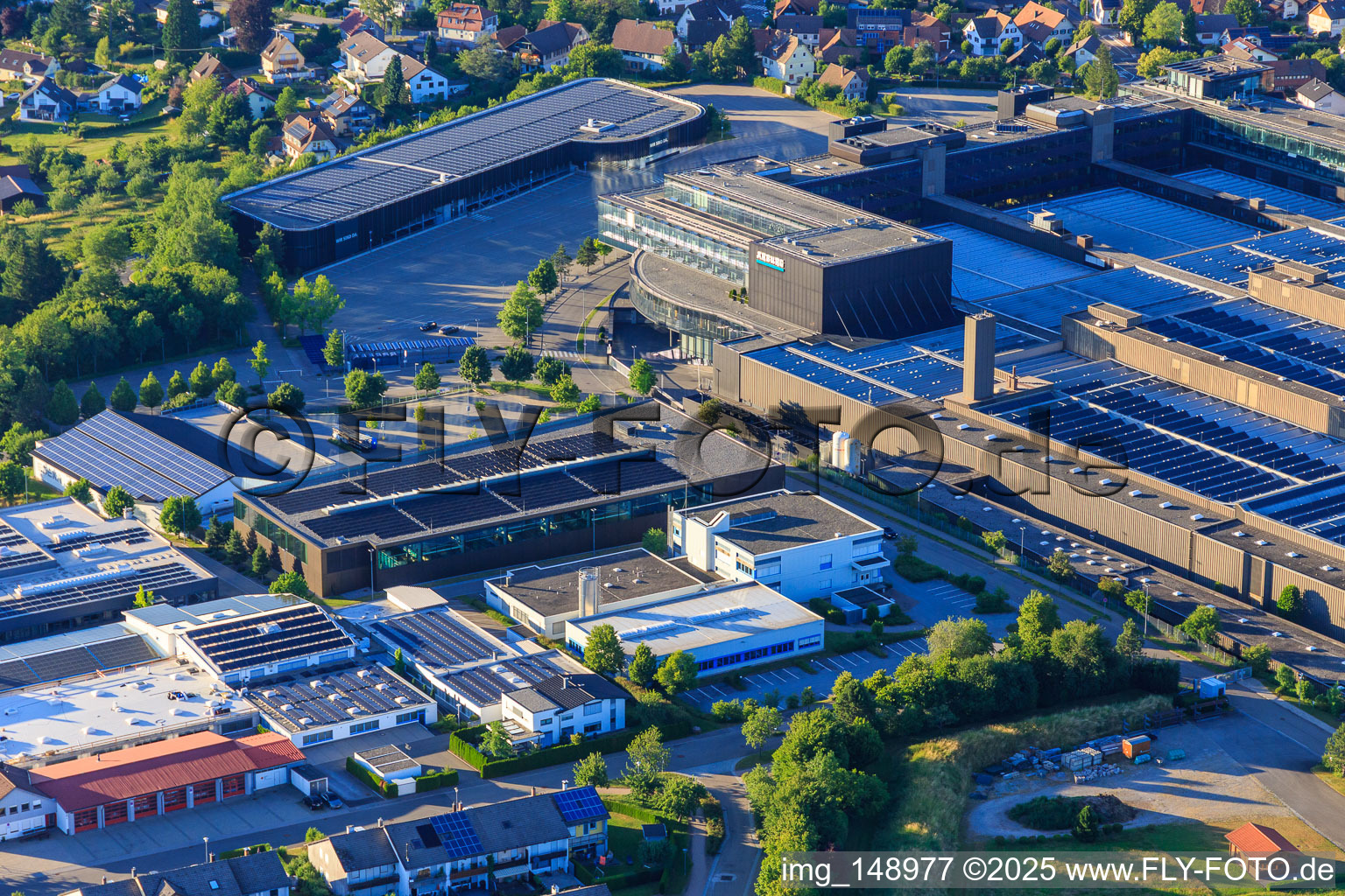 Oblique view of Company premises of ARBURG GmbH + Co KG from the southwest in Loßburg in the state Baden-Wuerttemberg, Germany