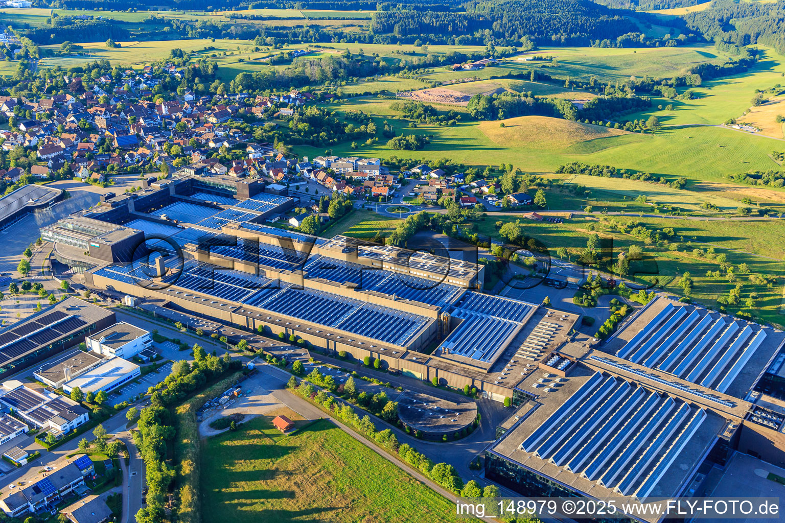 Company premises of ARBURG GmbH + Co KG from the southwest in Loßburg in the state Baden-Wuerttemberg, Germany out of the air