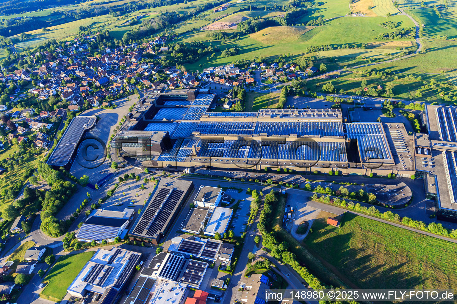 Company premises of ARBURG GmbH + Co KG from the west in Loßburg in the state Baden-Wuerttemberg, Germany