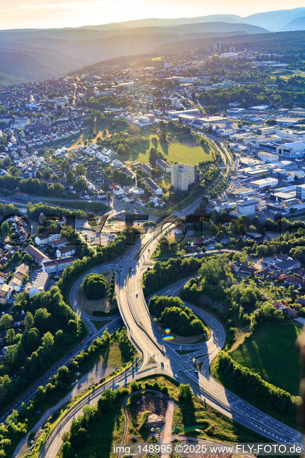 Federal highway junction of the B294 and B28 in Freudenstadt in the state Baden-Wuerttemberg, Germany