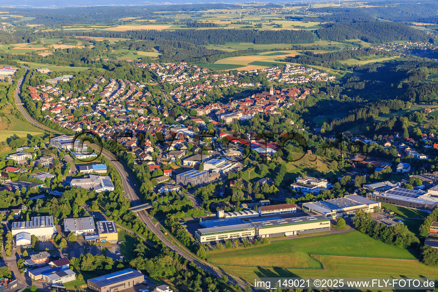 City view from the west on the B28 in Dornstetten in the state Baden-Wuerttemberg, Germany
