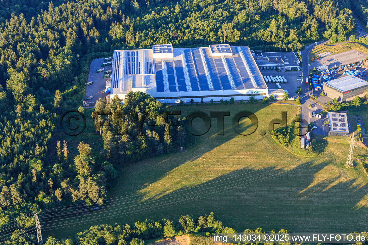 Aerial view of Steel trading company Weinmann Aach AG in Dornstetten in the state Baden-Wuerttemberg, Germany