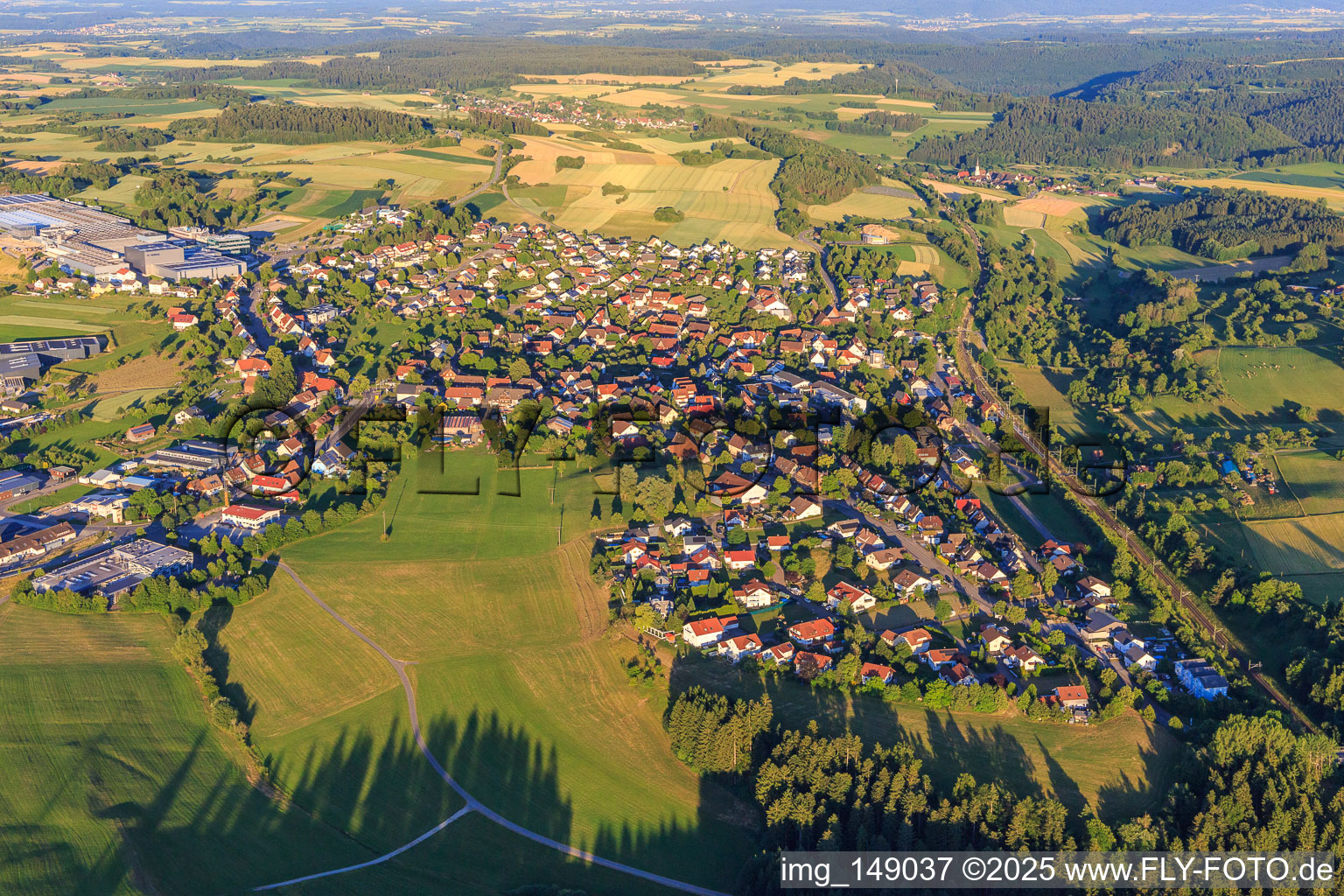 Village view from the west in Schopfloch in the state Baden-Wuerttemberg, Germany