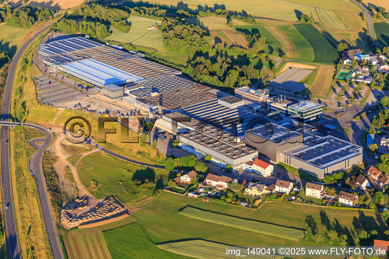 Aerial view of Company premises of HOMAG Group AG in Schopfloch in the state Baden-Wuerttemberg, Germany