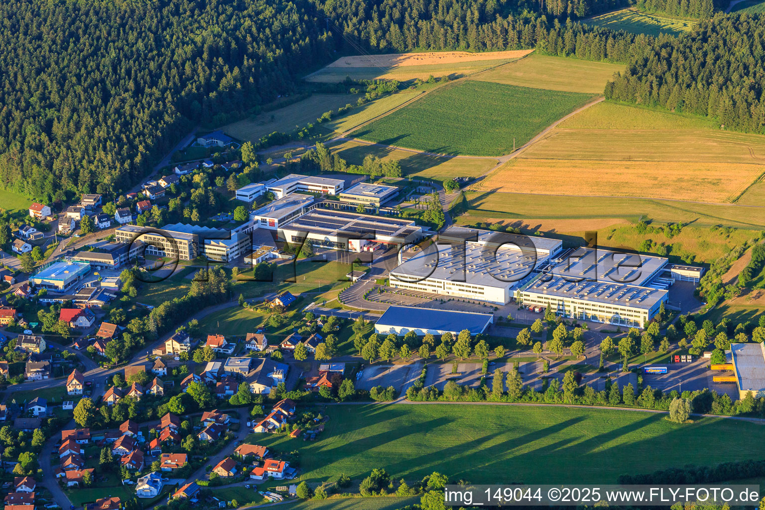 Aerial view of Fischer werke Plant Tumlingen in the district Tumlingen in Waldachtal in the state Baden-Wuerttemberg, Germany