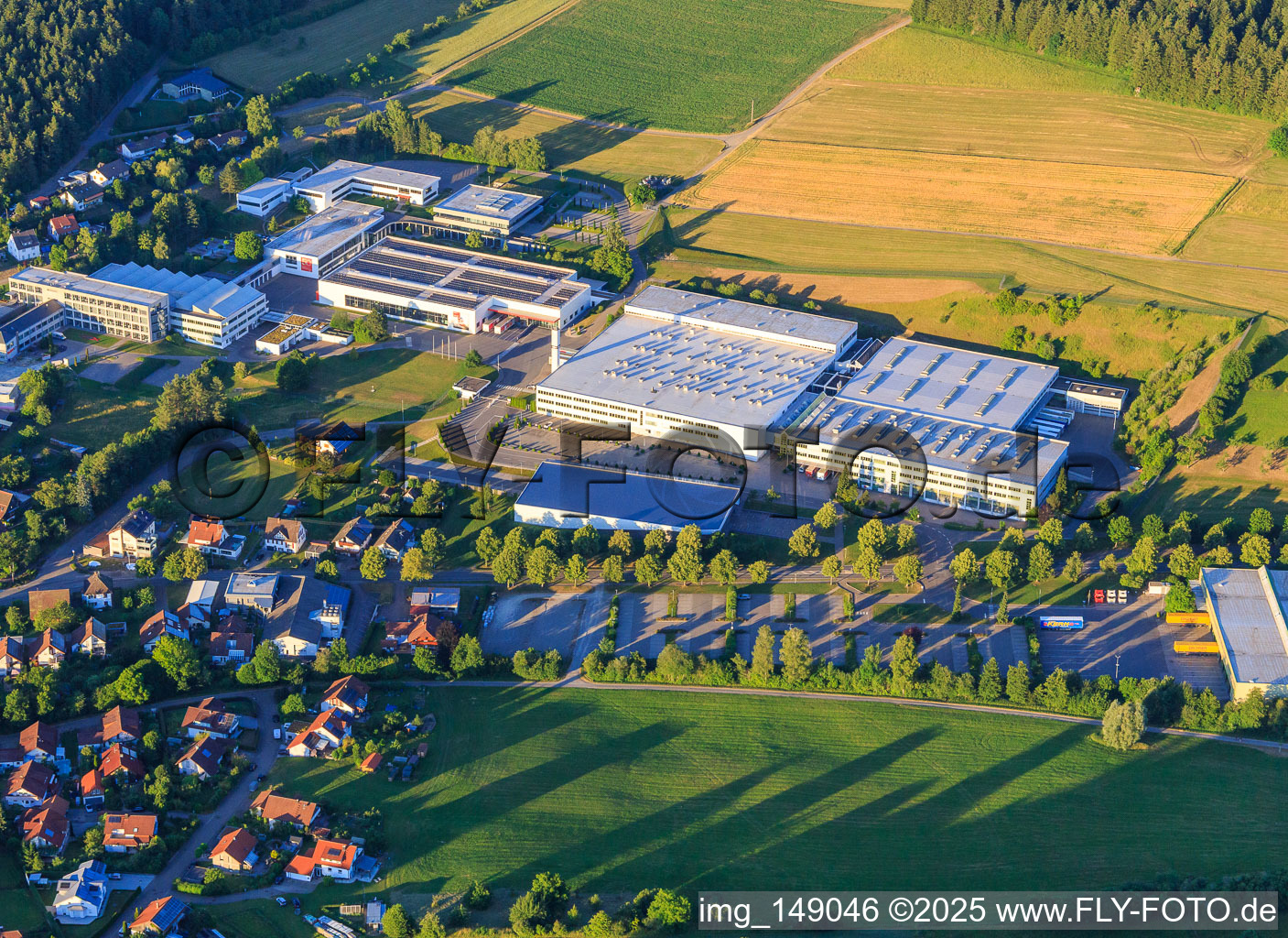 Oblique view of Fischer werke Plant Tumlingen in the district Tumlingen in Waldachtal in the state Baden-Wuerttemberg, Germany