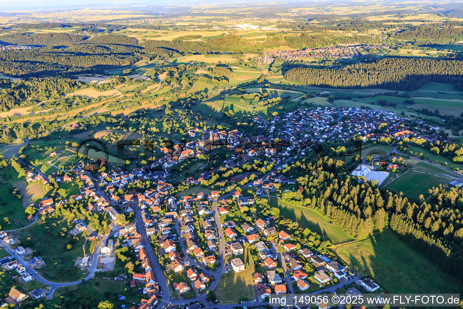 Village view from the northwest in the district Salzstetten in Waldachtal in the state Baden-Wuerttemberg, Germany
