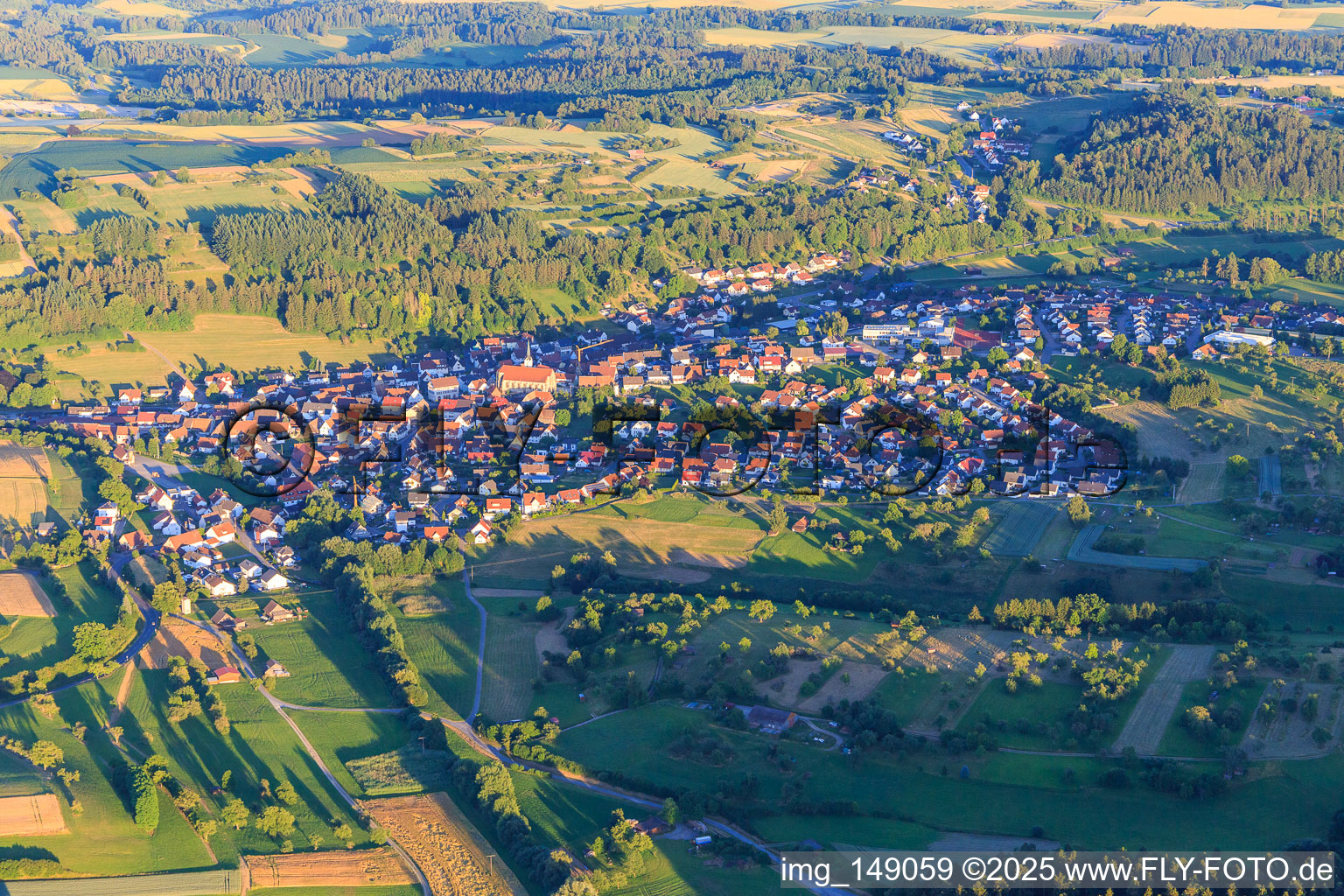 Village view from the northwest in the district Altheim in Horb am Neckar in the state Baden-Wuerttemberg, Germany