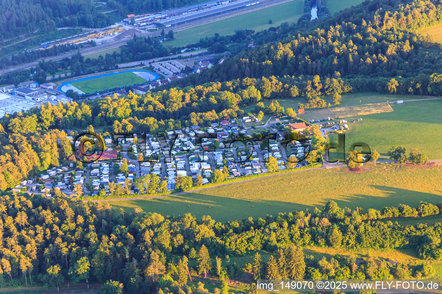 Leisure park Camping Schüttehof in Horb am Neckar in the state Baden-Wuerttemberg, Germany