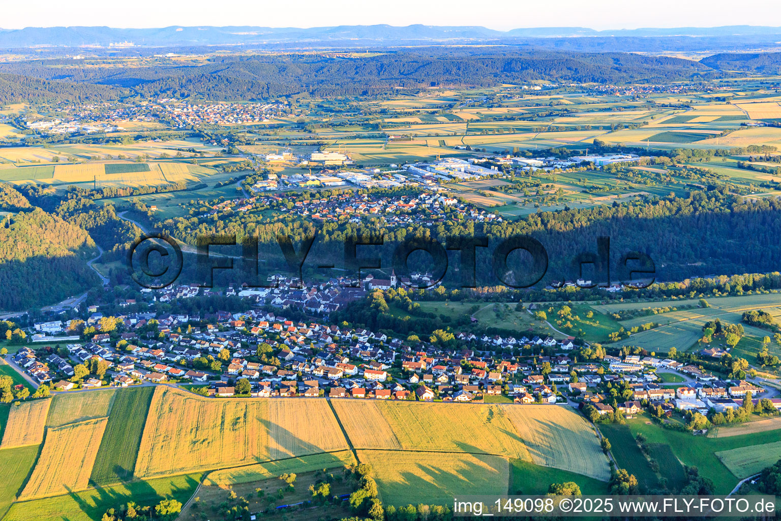 Scheffelstraße to Freudenstädter Straße from the west in Sulz am Neckar in the state Baden-Wuerttemberg, Germany