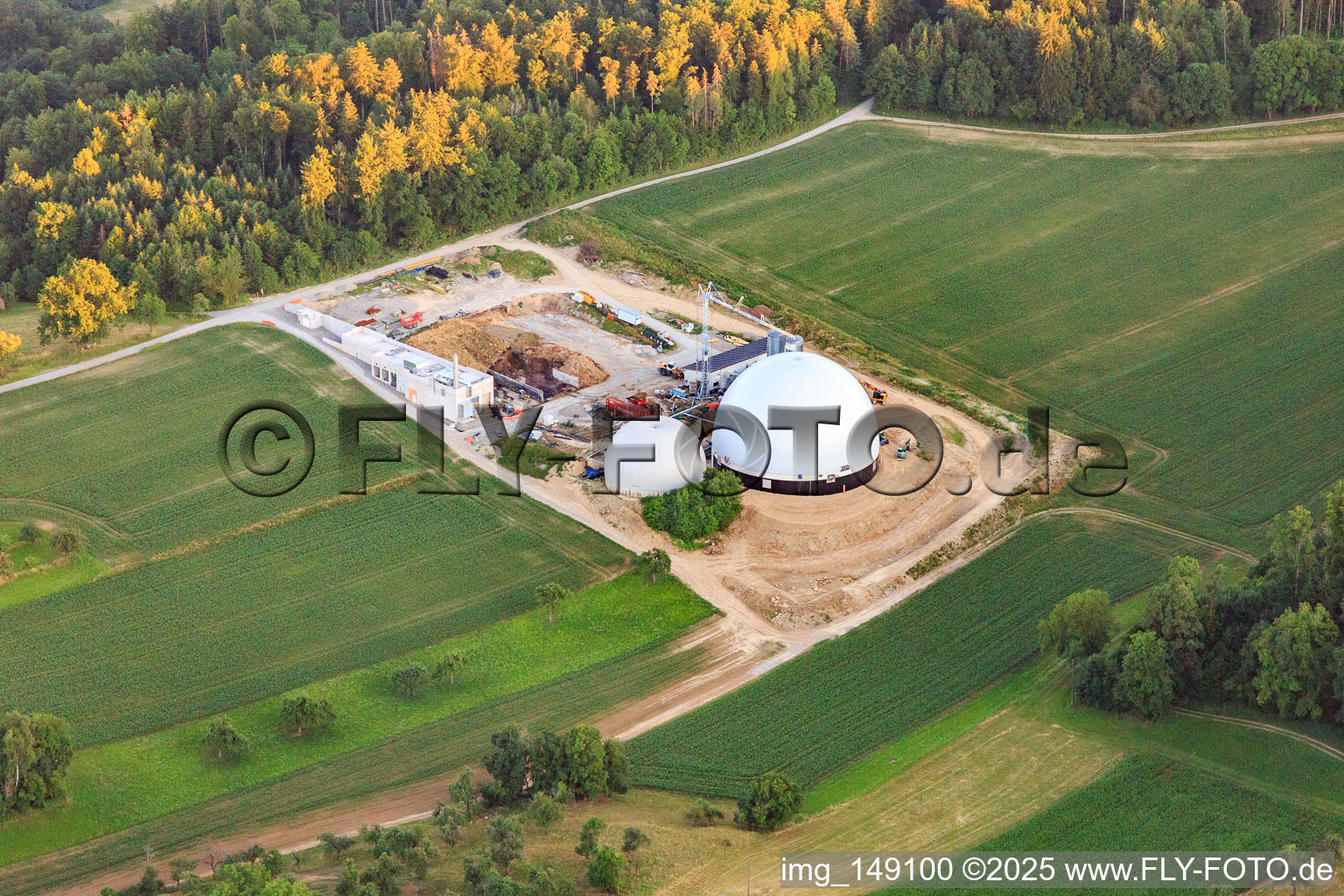 Biogas reactors and PV roofs in Sulz am Neckar in the state Baden-Wuerttemberg, Germany