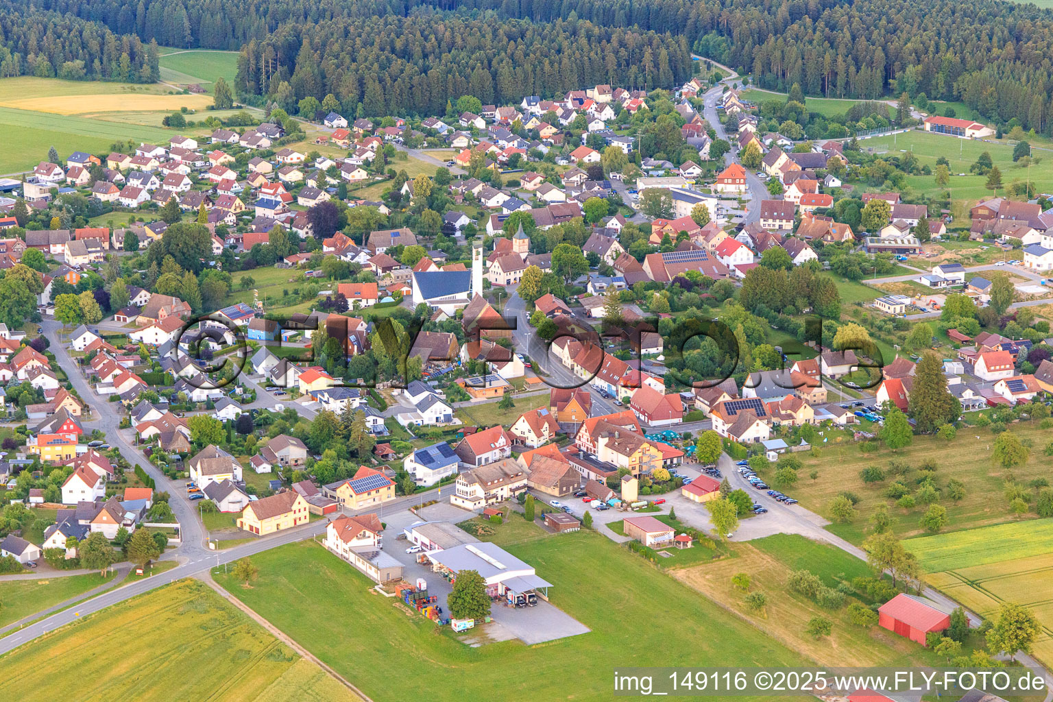 Village view from the northwest in the district Marschalkenzimmern in Dornhan in the state Baden-Wuerttemberg, Germany