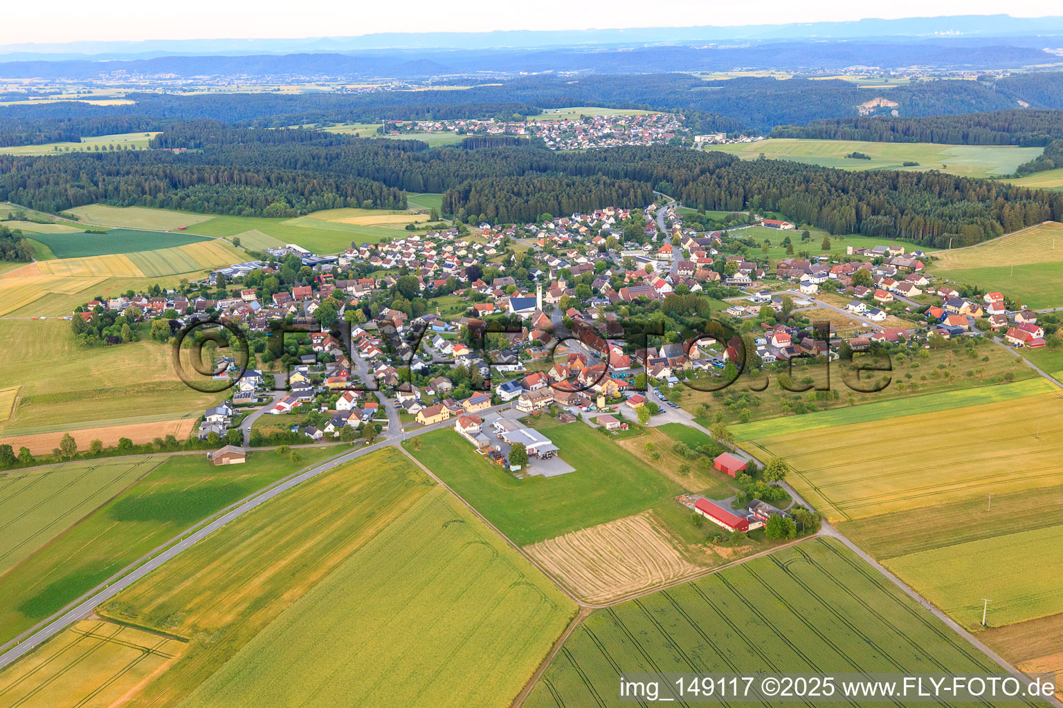 Village view from the west in the district Marschalkenzimmern in Dornhan in the state Baden-Wuerttemberg, Germany