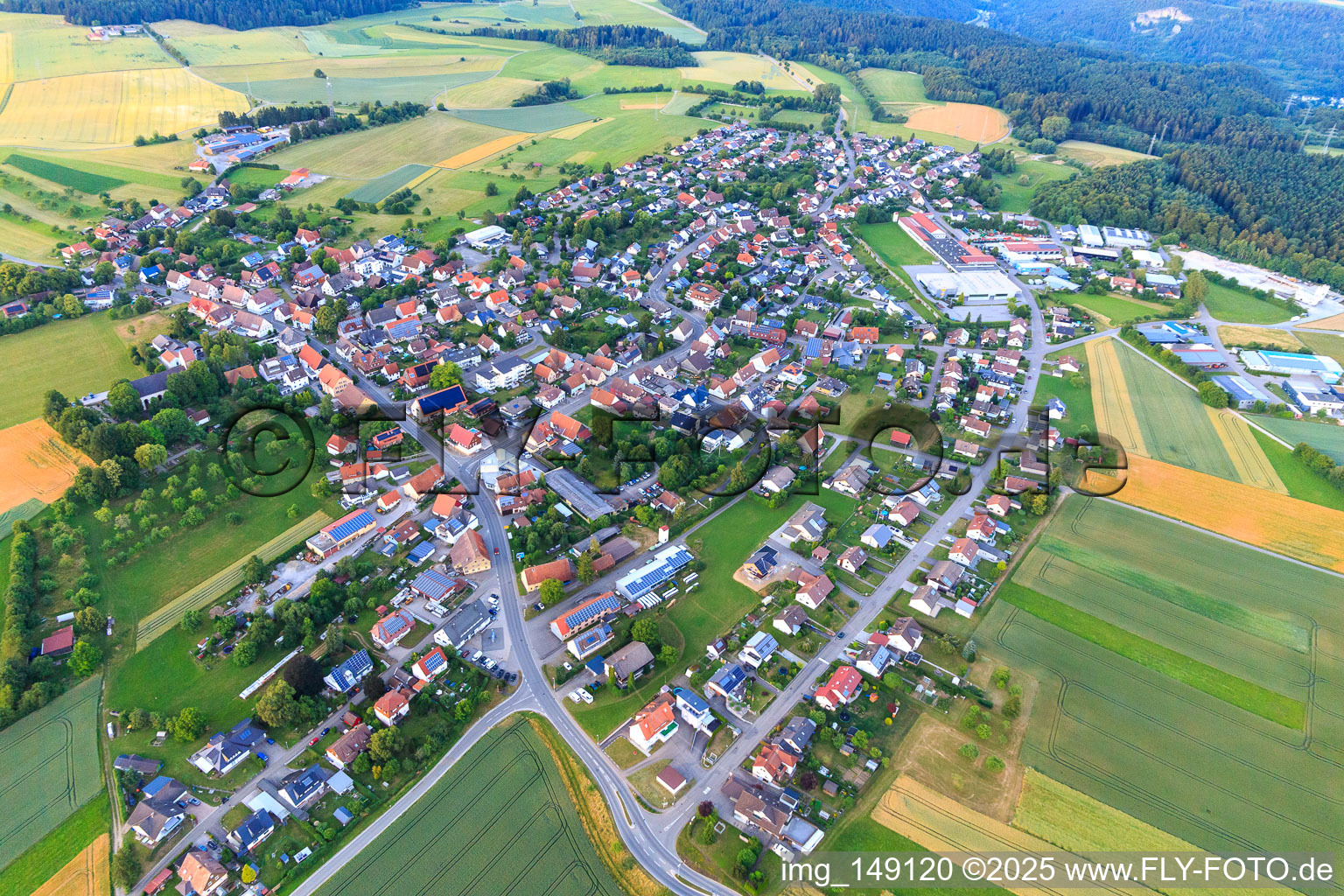 Village overview from the west in the district Hochmössingen in Oberndorf am Neckar in the state Baden-Wuerttemberg, Germany