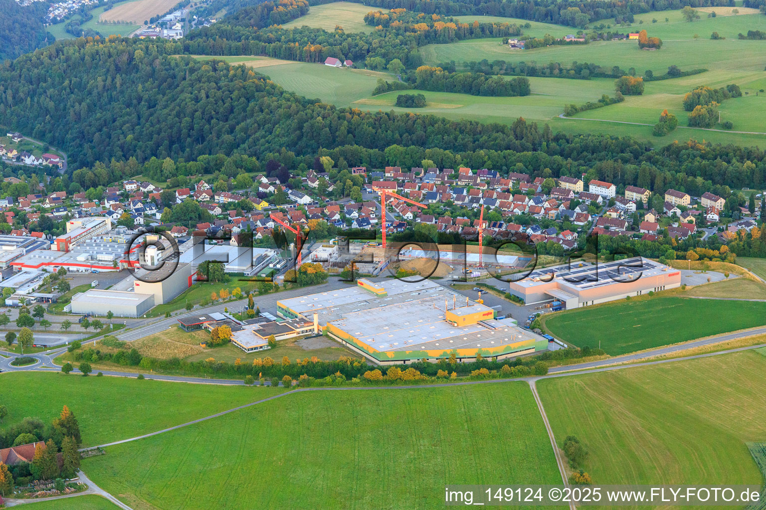 Construction site for new building in Beffendorfer Straße from the west, exeron GmbH and Mafell AG in the district Lindenhof in Oberndorf am Neckar in the state Baden-Wuerttemberg, Germany