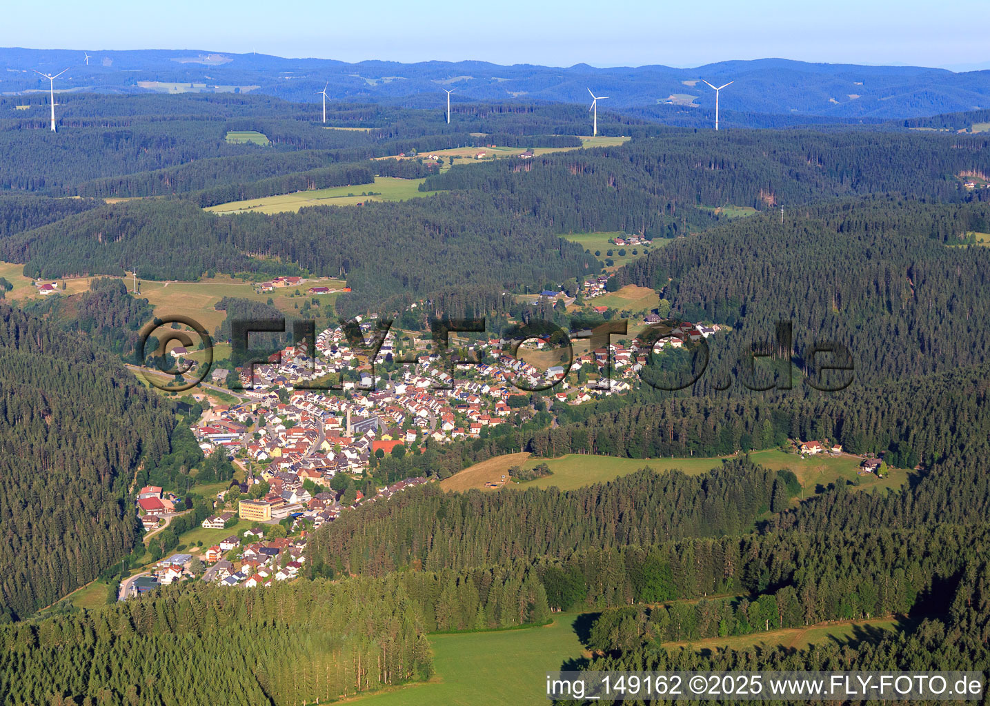 View of the town from the east in the district Tennenbronn in Schramberg in the state Baden-Wuerttemberg, Germany