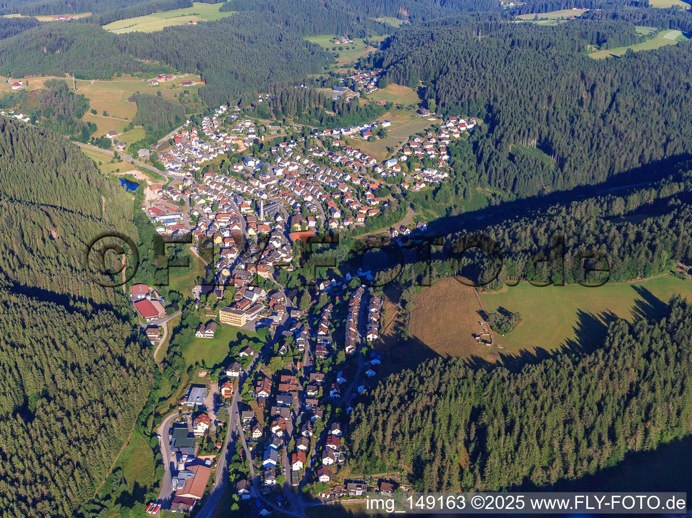 Overview of the town from the east in the district Tennenbronn in Schramberg in the state Baden-Wuerttemberg, Germany