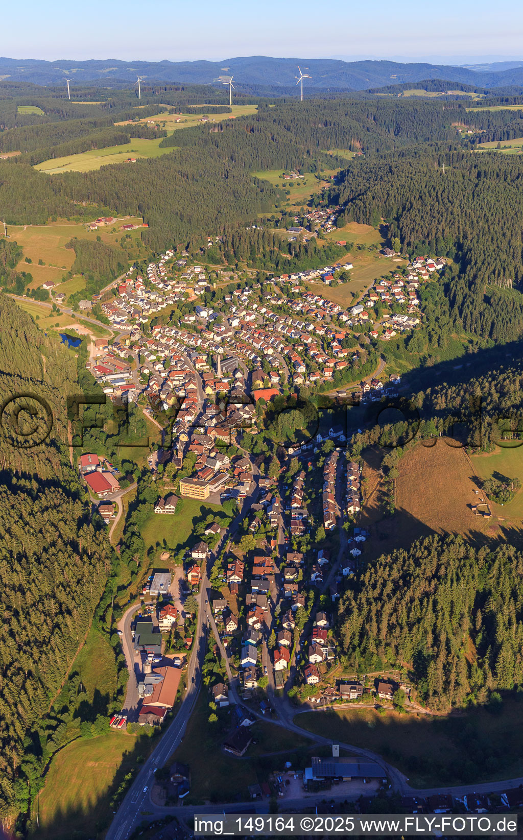 Aerial view of Overview of the town from the east in the district Tennenbronn in Schramberg in the state Baden-Wuerttemberg, Germany
