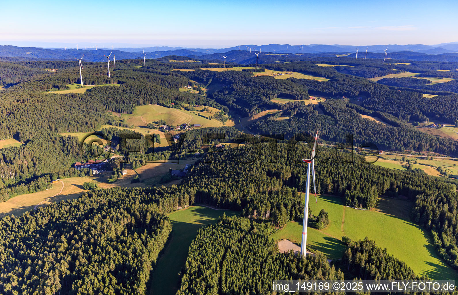 Wind turbines in the Black Forest in the district Bruck in Schramberg in the state Baden-Wuerttemberg, Germany