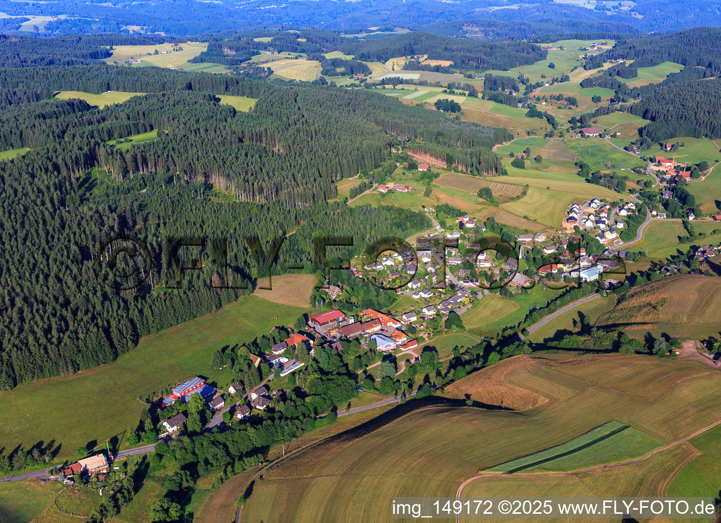 Village view from the east in the district Langenschiltach in St. Georgen im Schwarzwald in the state Baden-Wuerttemberg, Germany
