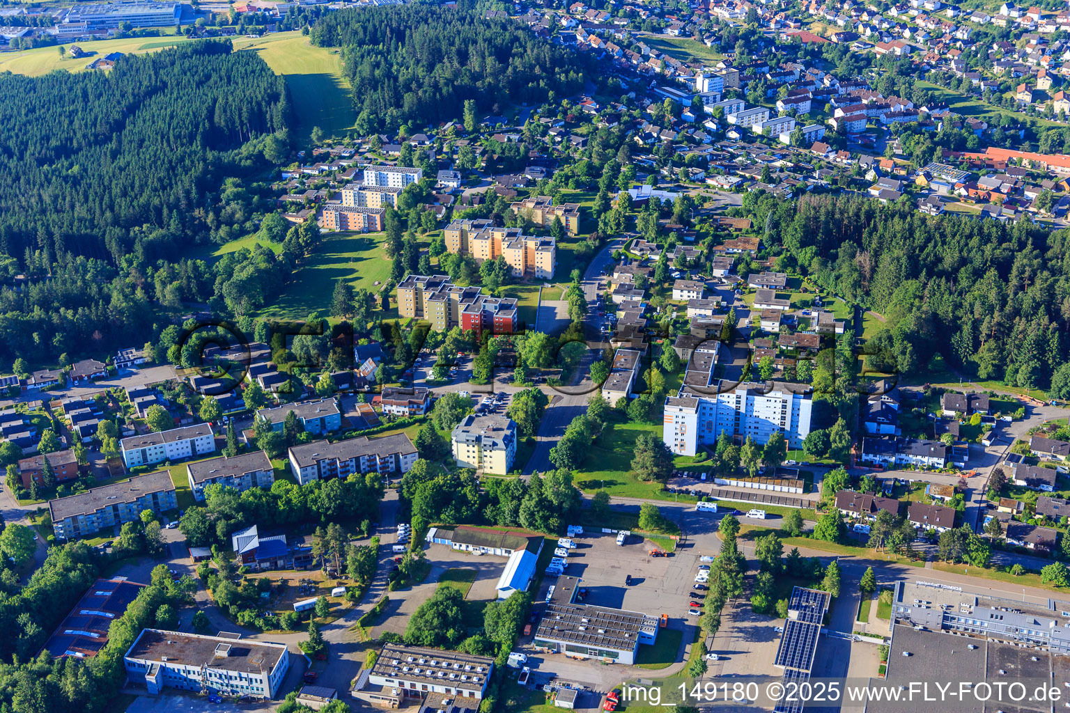 Residential development on Schwarzwaldstr in the district Saint Georgen im Schwarzwald in St. Georgen im Schwarzwald in the state Baden-Wuerttemberg, Germany
