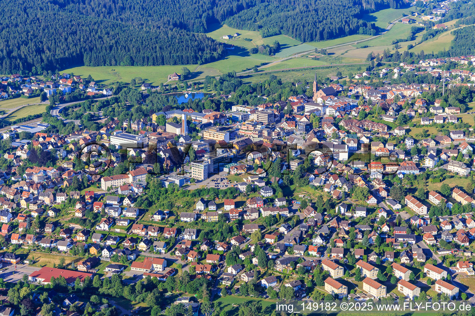 City view from the northeast in the district Saint Georgen im Schwarzwald in St. Georgen im Schwarzwald in the state Baden-Wuerttemberg, Germany