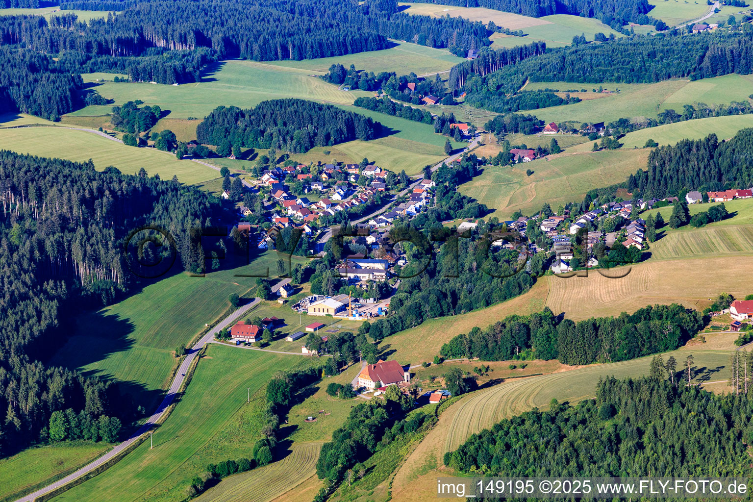 Village view from the northeast in the district Brigach in St. Georgen im Schwarzwald in the state Baden-Wuerttemberg, Germany