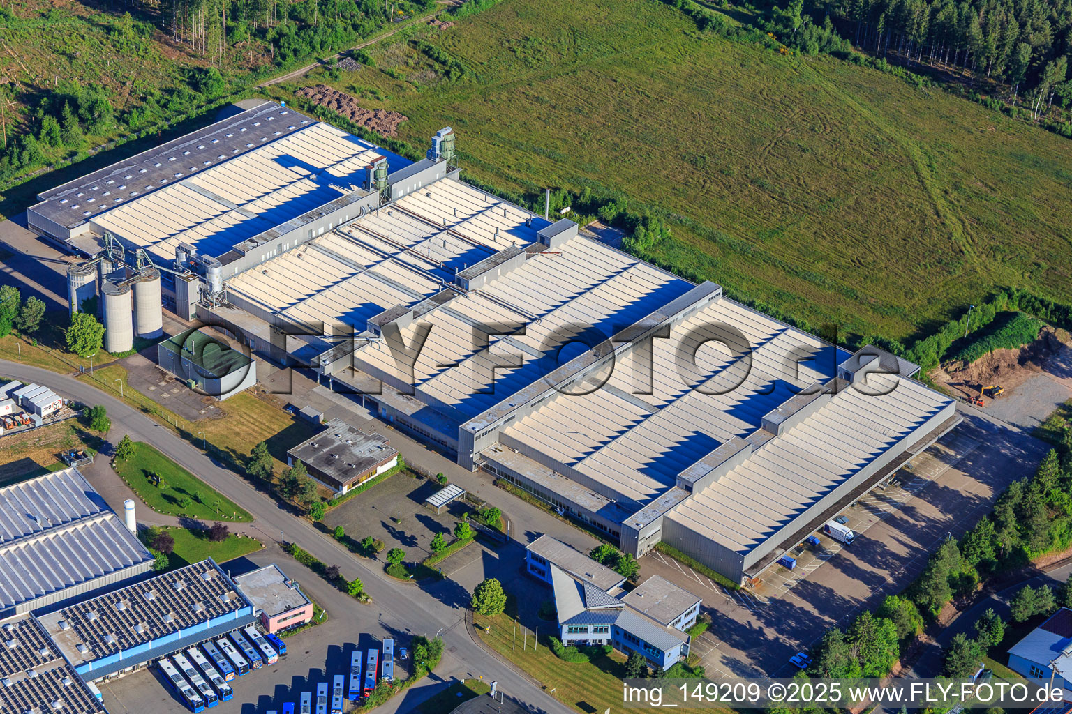Aerial view of RENA Technologies GmbH, MS Heat Treatment Technology GmbH and Pieper Group GmbH in Mönchweiler in the state Baden-Wuerttemberg, Germany