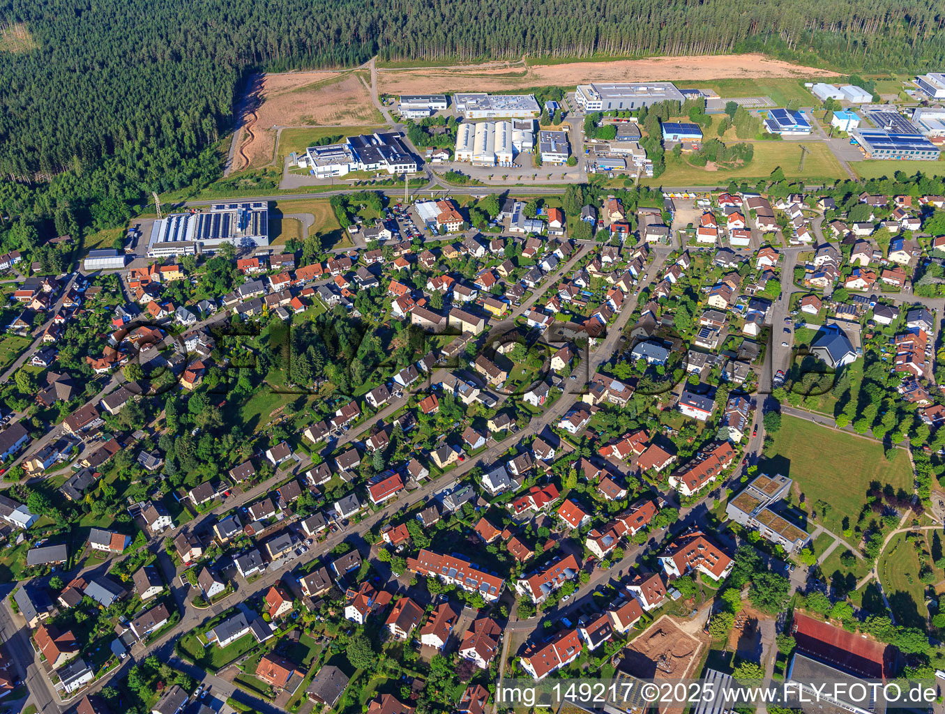Oblique view of View of the town from the east in Mönchweiler in the state Baden-Wuerttemberg, Germany