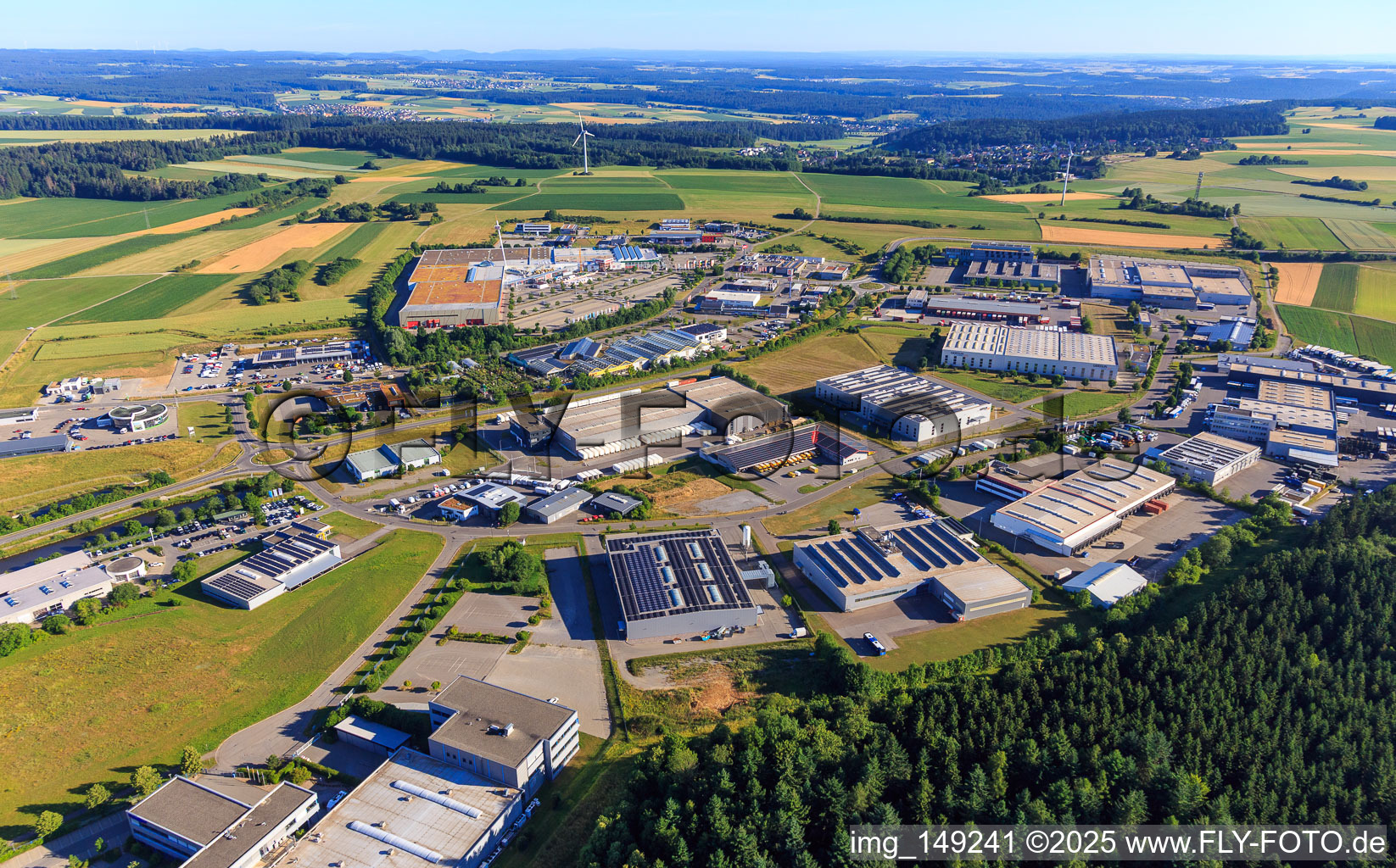 Industrial area Auf Herdenen with the Federal Agency for Technical Relief (THW), Regional Office Villingen-Schwenningen, Jopp Electronics GmbH, GRÄSSLIN SÜD GmbH and Kunststoff-Institut Südwest, Schwarzwald-Baar-Center, Emons Spedition GmbH & Co. KG, Druckzentrum Südwest, Presseservice- und Vertriebs GmbH in the district Weilersbach in Villingen-Schwenningen in the state Baden-Wuerttemberg, Germany