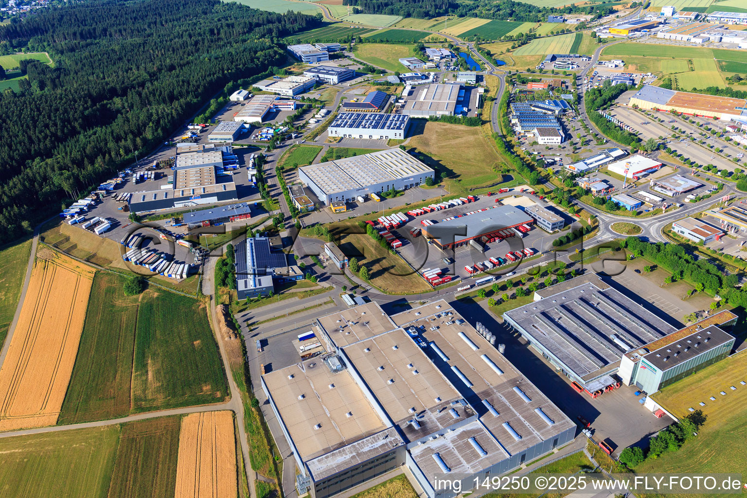 Industrial area Auf Herdenen with the Federal Agency for Technical Relief (THW), Regional Office Villingen-Schwenningen, Jopp Electronics GmbH, GRÄSSLIN SÜD GmbH and Kunststoff-Institut Südwest, Emons Spedition GmbH & Co. KG, Druckzentrum Südwest, Presseservice- und Vertriebs GmbH in the district Weilersbach in Villingen-Schwenningen in the state Baden-Wuerttemberg, Germany