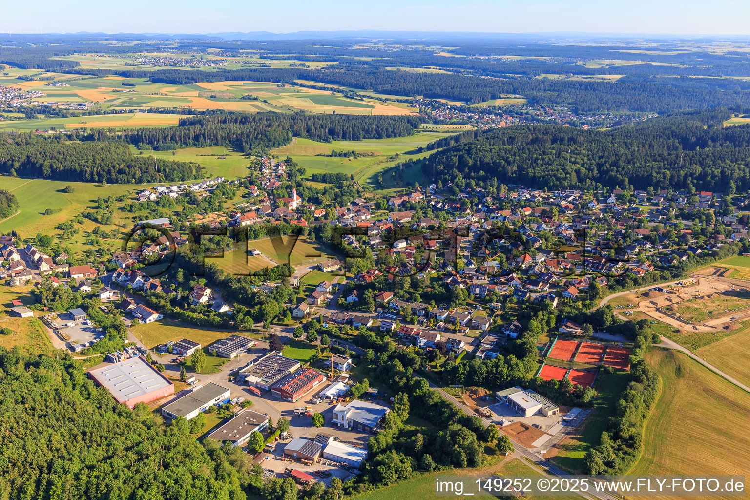 Village view from the south in the district Weilersbach in Villingen-Schwenningen in the state Baden-Wuerttemberg, Germany