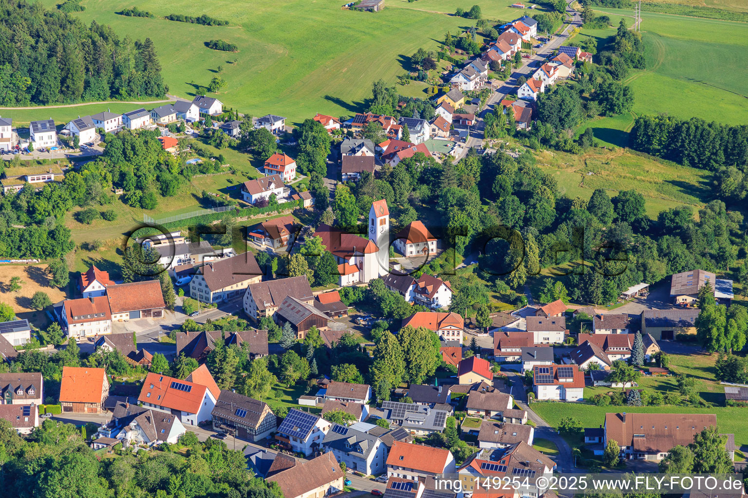 Church of St. Hilarius and local administration in the district Weilersbach in Villingen-Schwenningen in the state Baden-Wuerttemberg, Germany