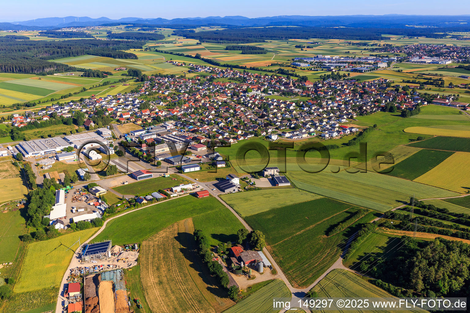View from the southeast in the district Seedorf in Dunningen in the state Baden-Wuerttemberg, Germany