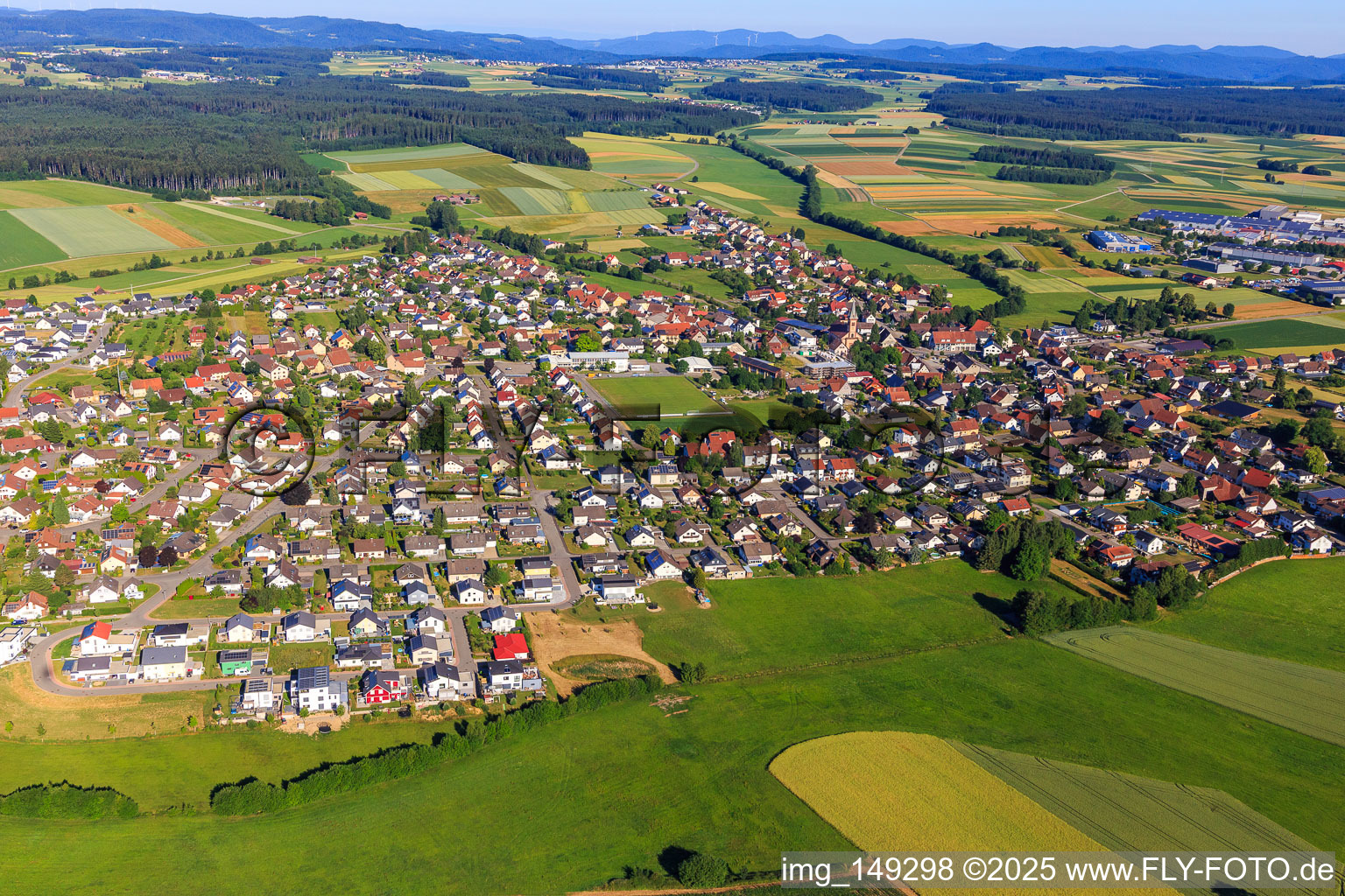 View of the town from the east in the district Seedorf in Dunningen in the state Baden-Wuerttemberg, Germany