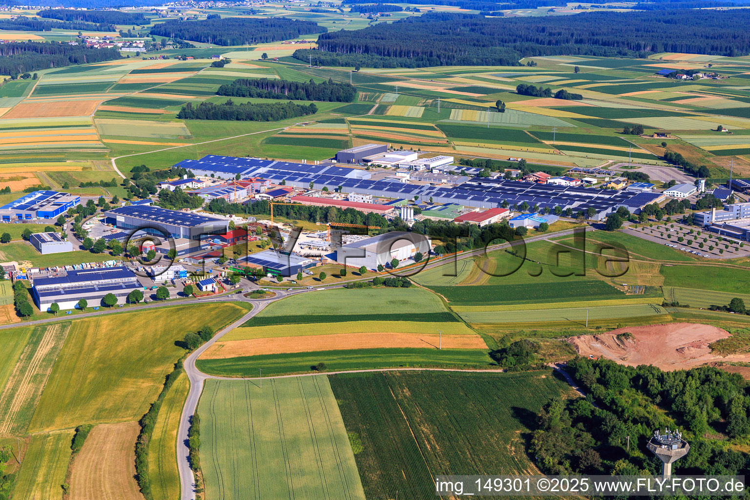 Im Moos industrial area with Fahrner Logistics, Beton-Fertigteil-Union GmbH & Co. KG and WUSTEC GmbH & Co. KG in the district Waldmössingen in Schramberg in the state Baden-Wuerttemberg, Germany