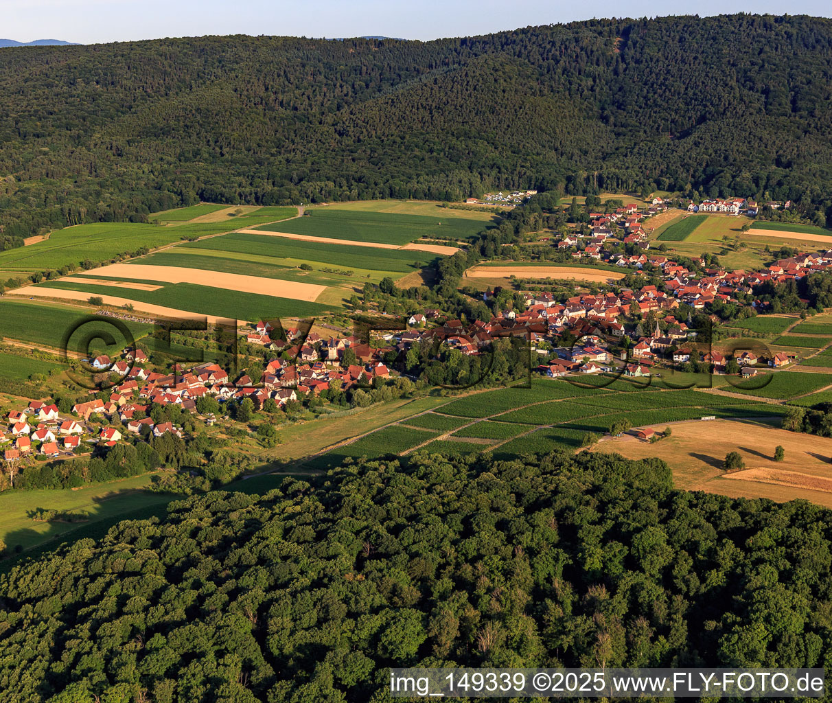 View of the town from the east in Cleebourg in the state Bas-Rhin, France