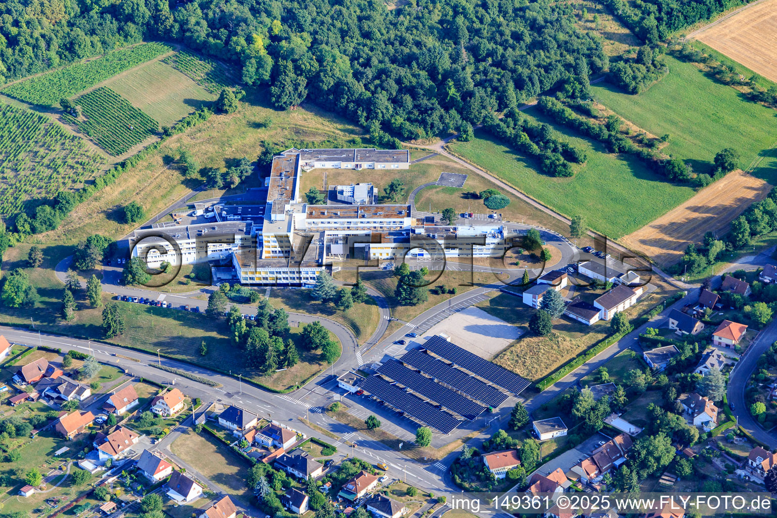 Aerial view of Center Hospitalier de la Lauter - Wissembourg in Wissembourg in the state Bas-Rhin, France