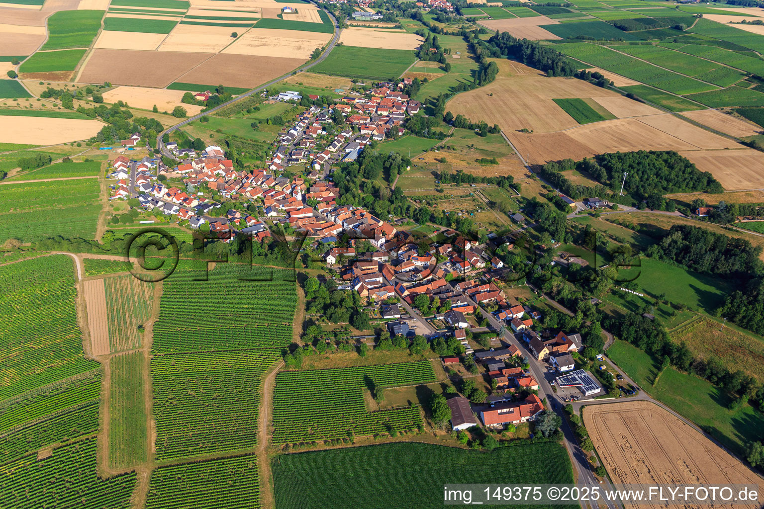 Village view from the east in Oberhausen in the state Rhineland-Palatinate, Germany