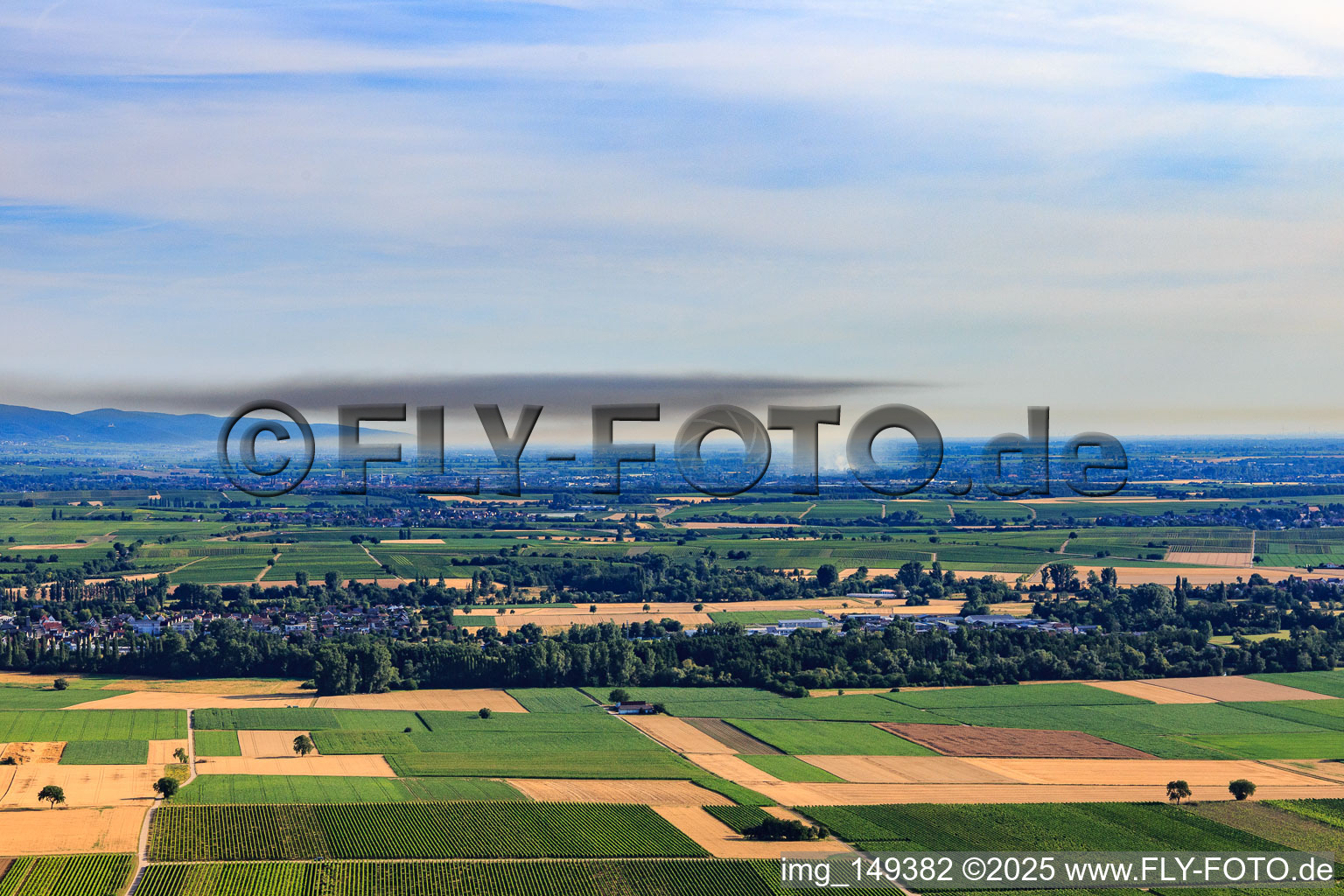 Aerial view of Plume of smoke over Landau due to an exploded single-family house in the district Dammheim in Landau in der Pfalz in the state Rhineland-Palatinate, Germany